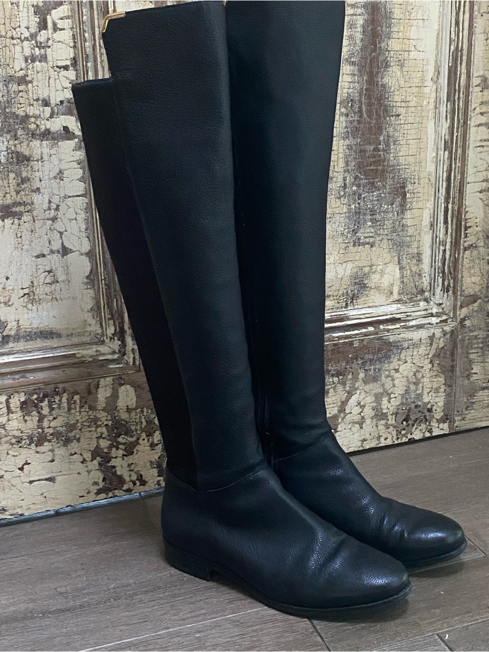 Classic Black Cole Haan Dutchess Over the Knee Leather Riding Boots, Size 8.5